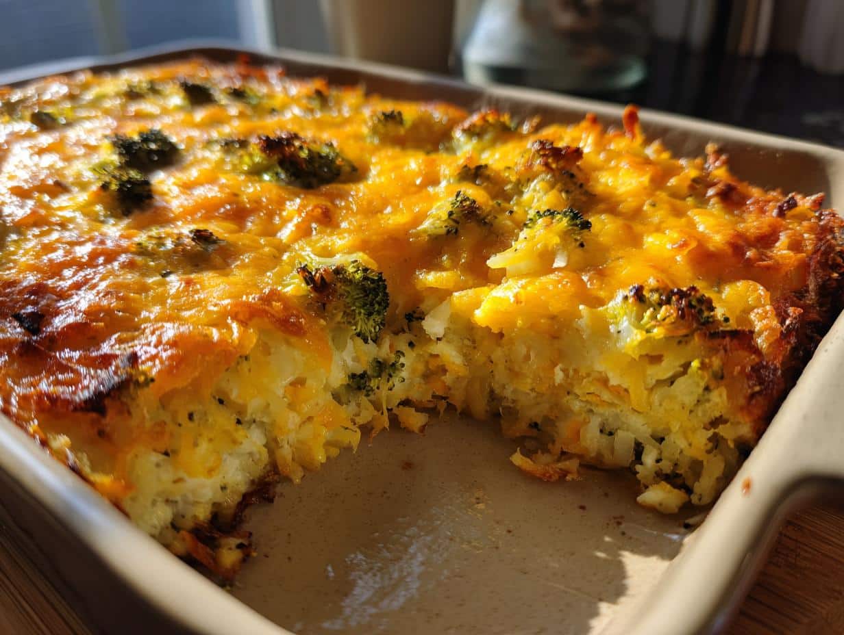 Cheesy Broccoli Hashbrown Bake